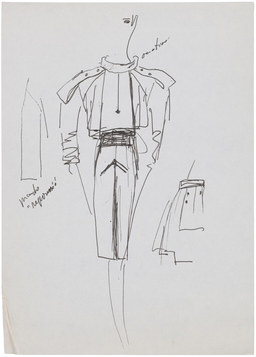 View full screen - View 1 of Lot 31. Two original sketches for fashion | Deux croquis de mode originaux.