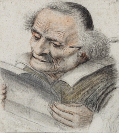 View full screen - View 1 of Lot 24. A cleric reading a letter, a quill behind his ear.