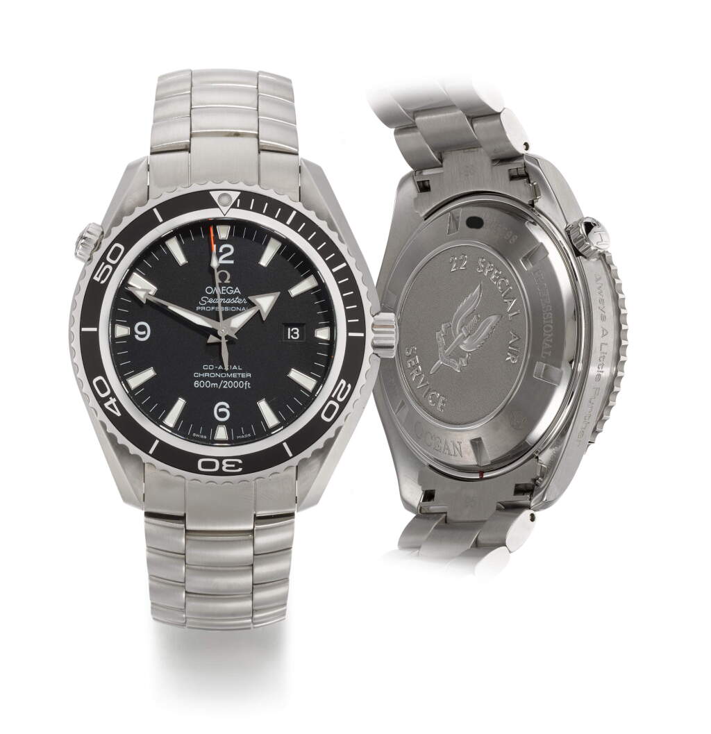 View full screen - View 1 of Lot 11. OMEGA | SEAMASTER PLANET OCEAN XL, 22 SPECIAL AIR SERVICE, REFERENCE 22005200 MILITARY STAINLESS STEEL WRISTWATCH WITH DATE, HELIUM ESCAPE VALVE AND BRACELET, CIRCA 2011.
