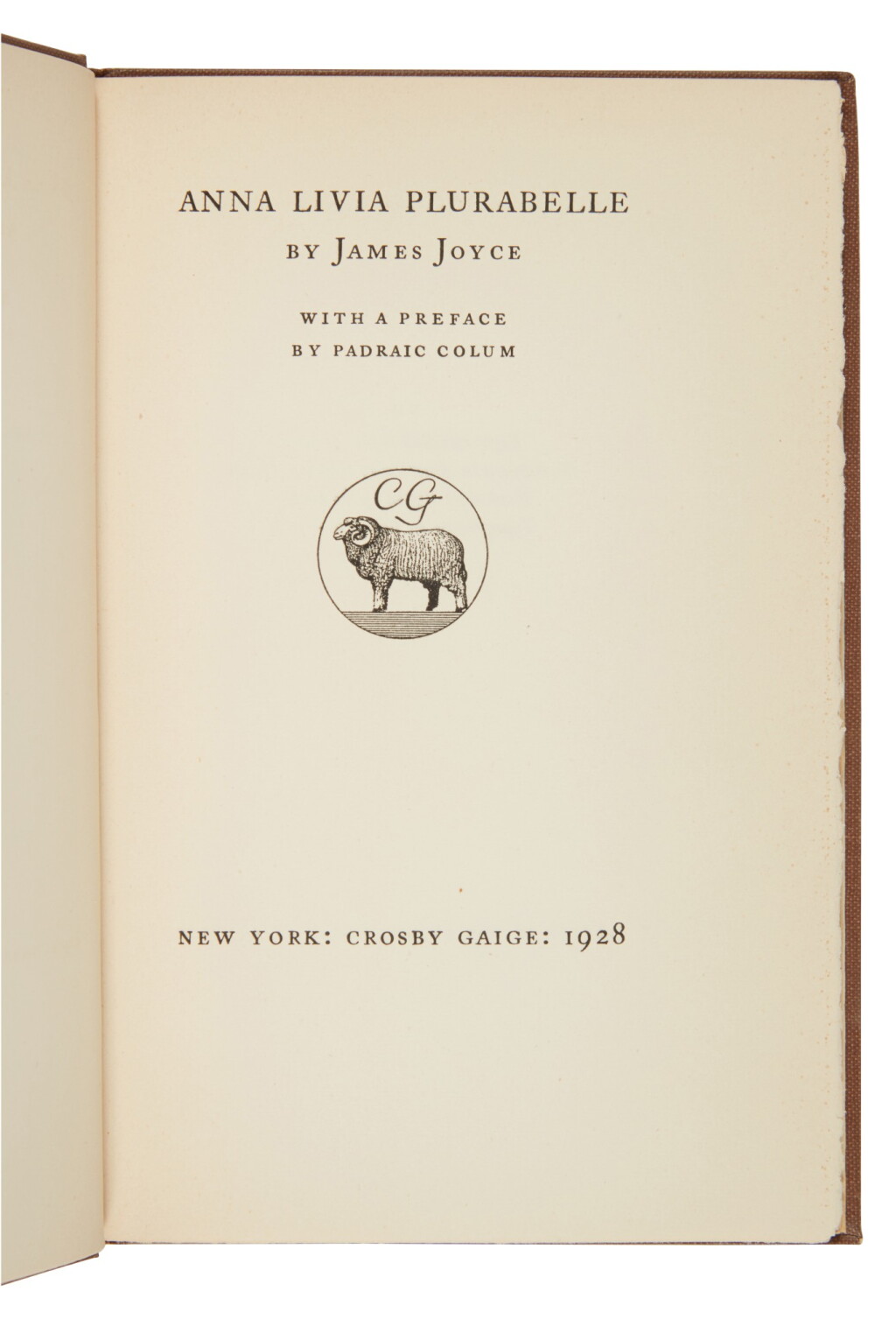 View full screen - View 1 of Lot 116. Joyce, James | No. 370 of 800 copies of the first edition of Anna Livia Plurabelle signed by Joyce.