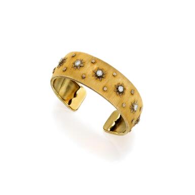 View full screen - View 1 of Lot 12. Buccellati | Gold and Diamond Cuff-Bracelet.