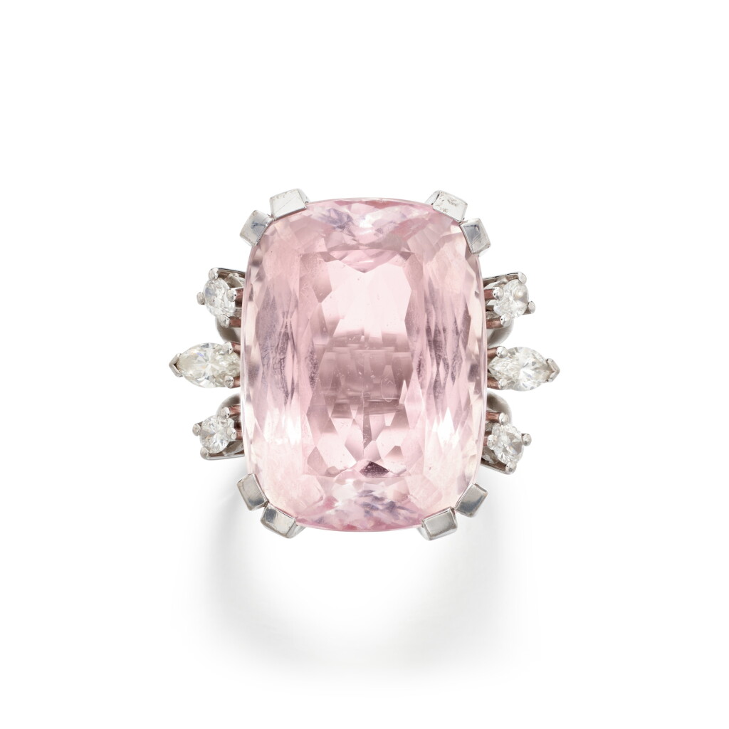 View full screen - View 1 of Lot 615. Morganite and Diamond Ring.