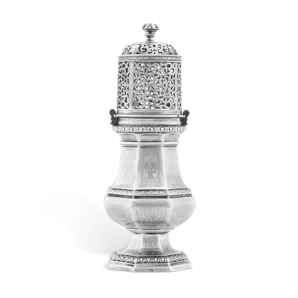 View full screen - View 1 of Lot 53. A large French silver caster, Jacques Filassier, Paris, probably 1727/28.