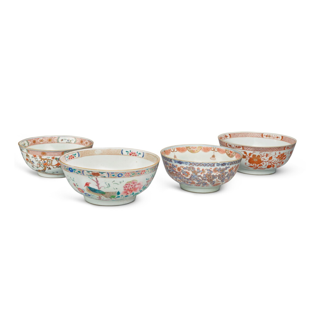 View full screen - View 1 of Lot 1342. Four enameled punch bowls, Qing dynasty, 18th century | 清十八世紀 彩瓷大盌一組四件 .