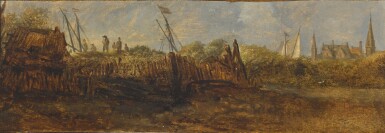 View full screen - View 1 of Lot 322. Rough sea along the shore, a sketch.