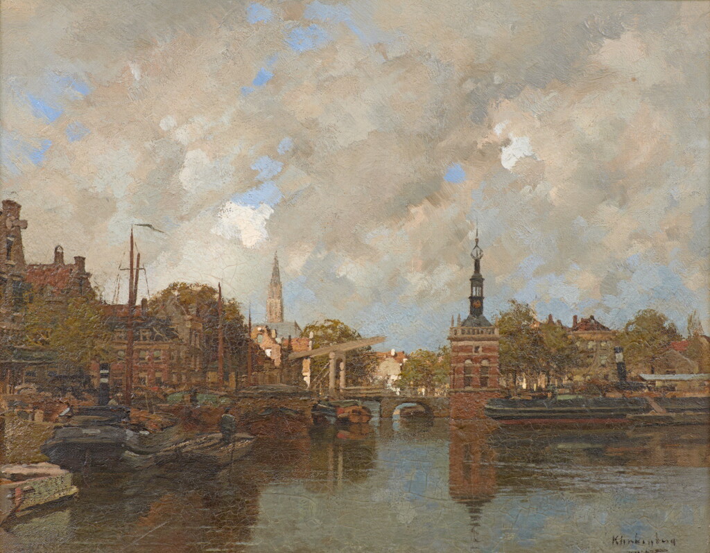 View full screen - View 1 of Lot 44. JOHANNES KLINKENBERG | Alkmaar with the Accijnstoren .