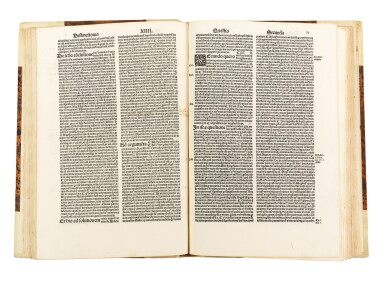 View full screen - View 1 of Lot 97. Duns Scotus, Quaestiones in quattuor libros Sententiarum, Venice, 1497, later half vellum.
