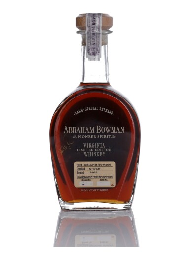 View full screen - View 1 of Lot 305. Abraham Bowman Bourbon "Rum Finished" 100 Proof 2006 (1 BT 75cl).