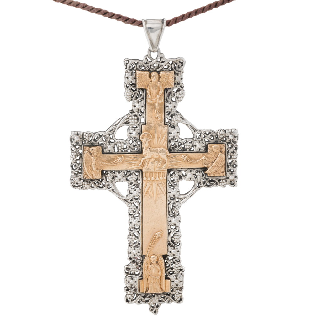 View full screen - View 1 of Lot 252. An Arts & Crafts silver and gold cross, Omar Ramsden & Alwyn Carr, circa 1904.