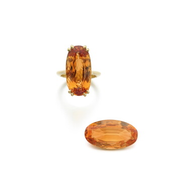View full screen - View 1 of Lot 897. Imperial Topaz Ring and an Unmounted Imperial Topaz.