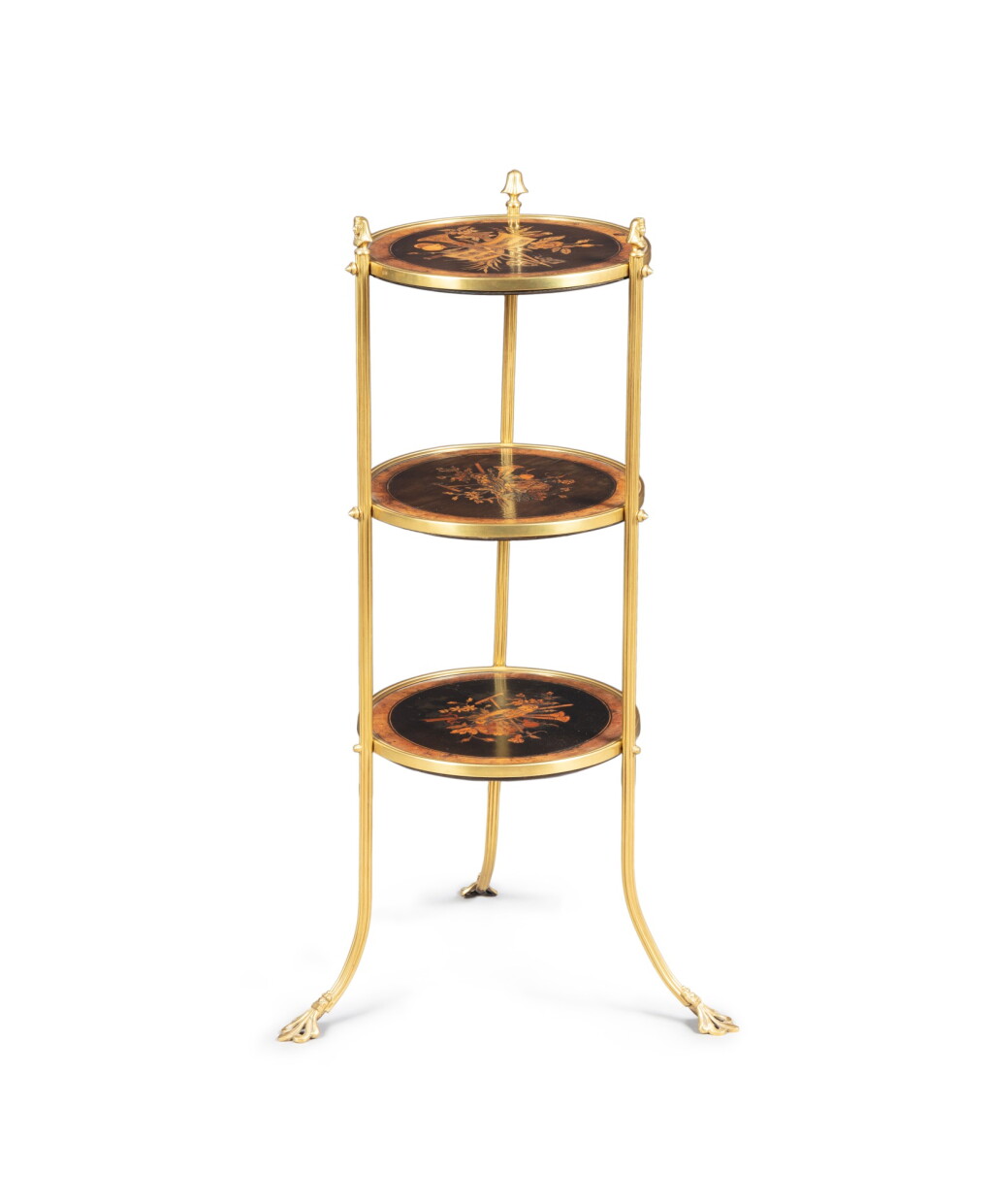 View full screen - View 1 of Lot 105. A fruitwood marquetry and gilt bronze mounts side table, Napoleon III, circa 1870 | Table d'appoint en marqueterie de bois fruitiers et monture de bronze doré d'époque Napoléon III, vers 1870.