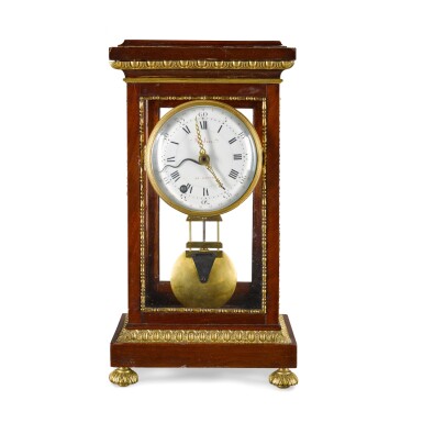 View full screen - View 1 of Lot 126. A Louis XVI gilt-mounted mahogany table regulator, late 18th century with later alterations.