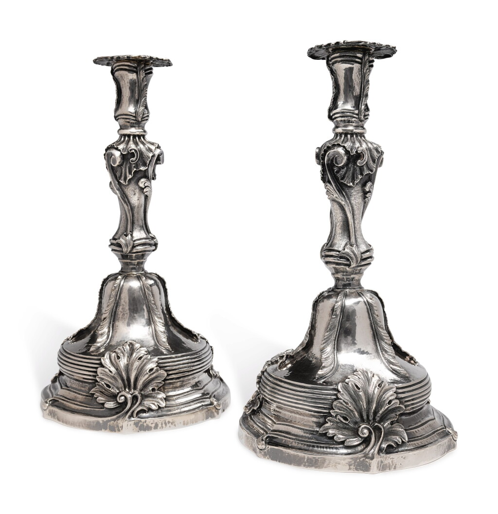 View full screen - View 1 of Lot 463. A Pair of Italian Silver Candlesticks, Buccellati, 20th Century.