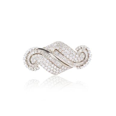 View full screen - View 1 of Lot 1070. Diamond double clip-brooch, 'S', circa 1934.