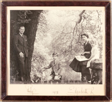 View full screen - View 1 of Lot 34. Elizabeth II | Signed photograph, also signed by Prince Philip, 1958.