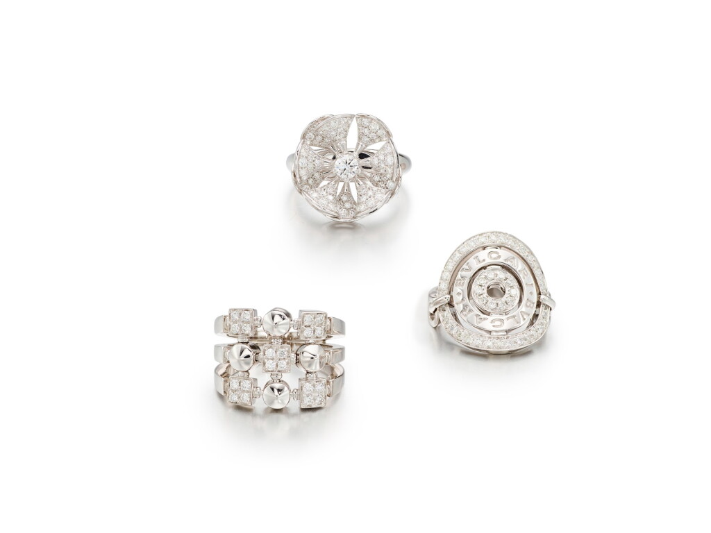 View full screen - View 1 of Lot 1783. Three Gold and Diamond Rings | 寶格麗 | K金 配 鑽石 戒指三枚.