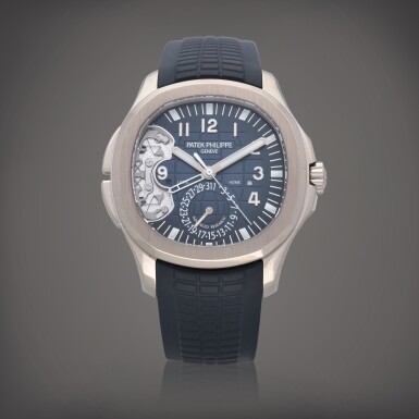 View full screen - View 1 of Lot 12. Aquanaut Travel Time 'Advanced Research', Reference 5650G-001 An exceptionally rare white gold open-work dual time zone wristwatch with date, day/night indication and factory error dial Circa 2017 | 百達翡麗 | Aquanaut Travel Time 'Advanced Research' 型號 5650G-001 極罕有白金鏤空兩地時間腕錶備日期、晝夜顯示及原廠錯版錶盤,製作年份約 2017.