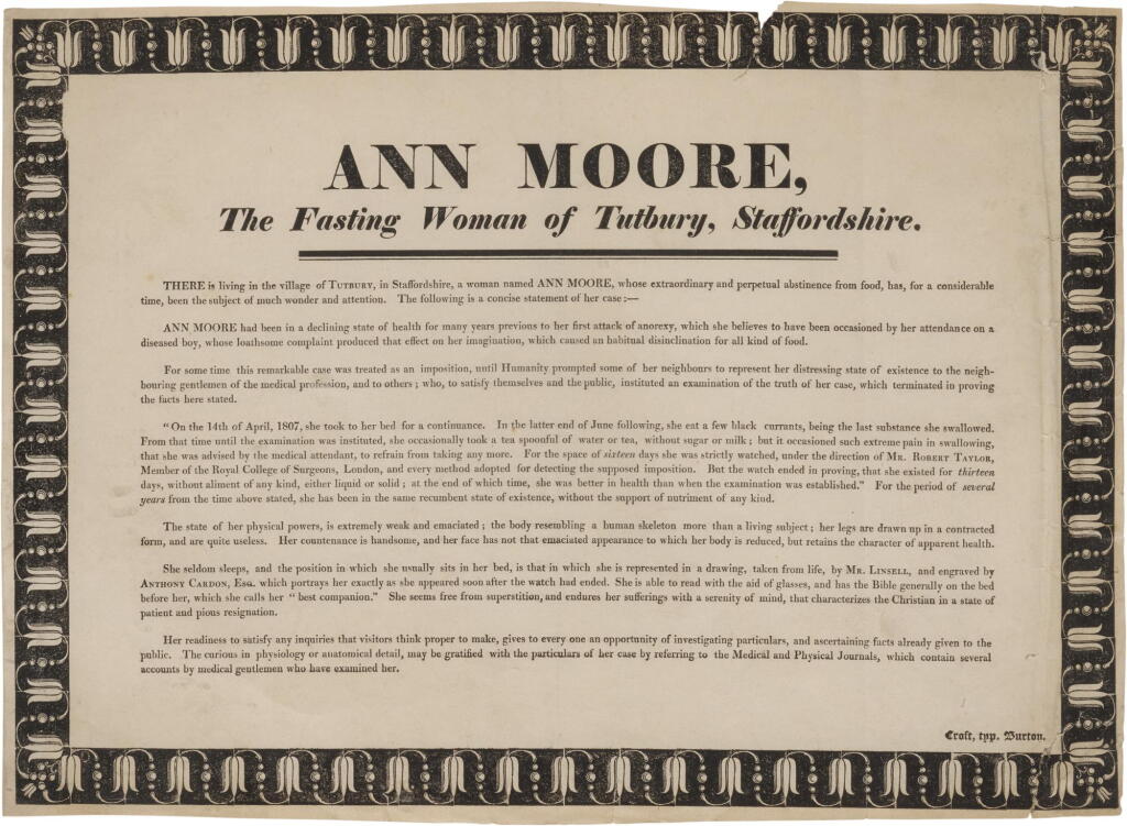 View full screen - View 1 of Lot 456. Moore, Ann | The Fasting Woman of Tutbury.