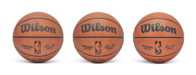 View full screen - View 1 of Lot 135. Set of 3 | Game Issued 2023-2024 Miami Heat Basketballs.