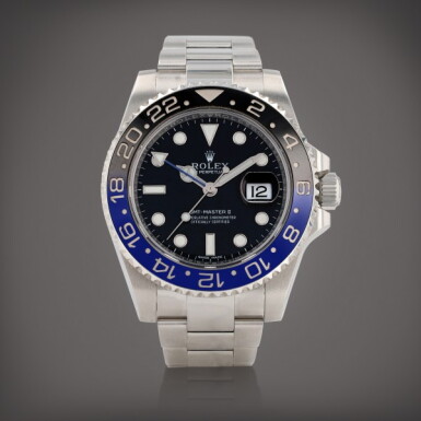 View full screen - View 1 of Lot 164. 'Batman' GMT-Master II, reference 116710 Montre bracelet en acier avec deux fuseaux horaires et date | Stainless steel dual time zone wristwatch with date and bracelet Circa 2015 | Vers 2015.