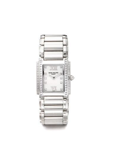 全螢幕檢視 - 查看1PATEK PHILIPPE | TWENTY-4, A WHITE GOLD AND DIAMOND SET RECTANGULAR WRISTWATCH MADE IN 2008的1