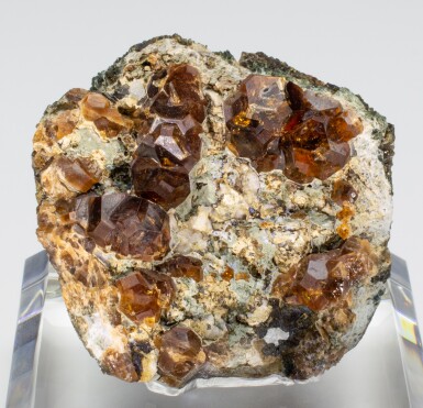 View full screen - View 1 of Lot 255. Grossular Garnet on Hedenbergite.