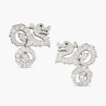 Pair of Diamond and Emerald Cufflinks | 卡地亞 | 鑽石 配 祖母綠 袖扣一對