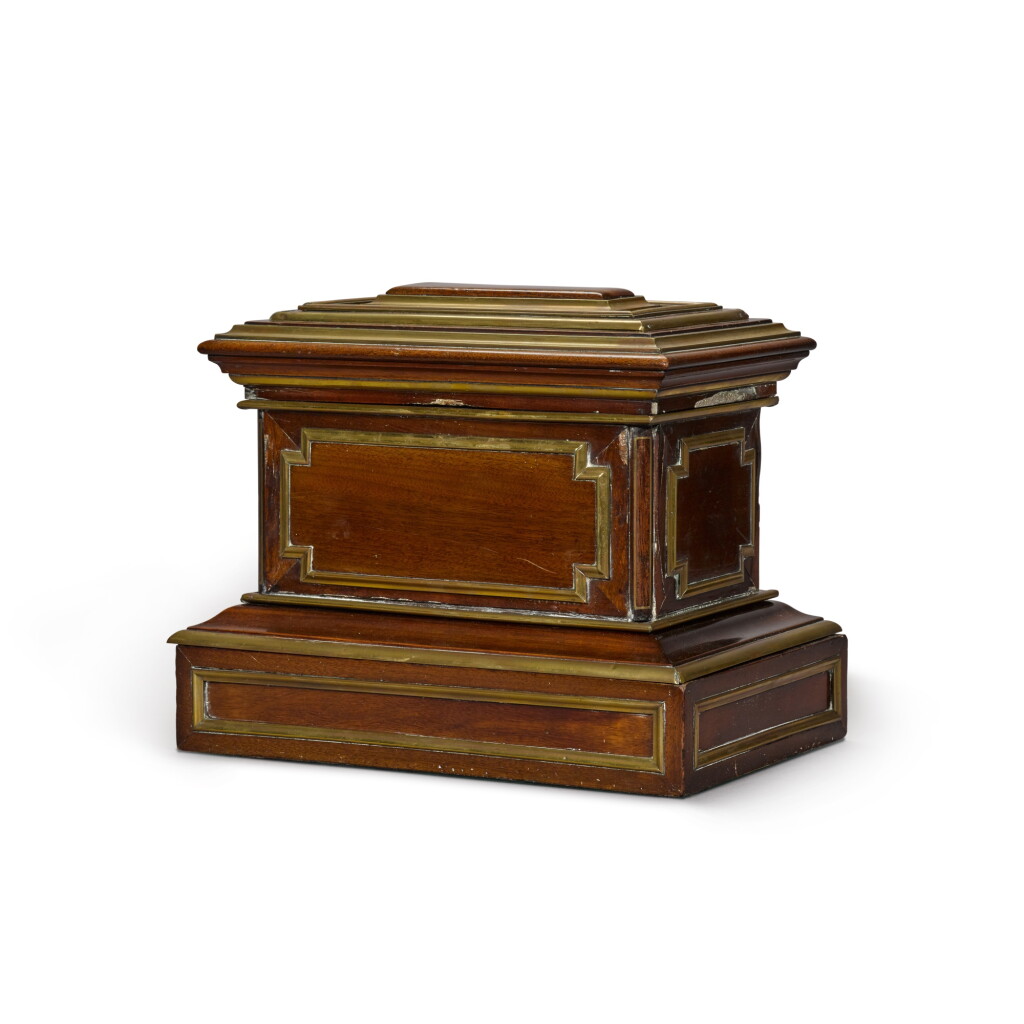 View full screen - View 1 of Lot 49. A French brass-mounted mahogany casket, 19th century.
