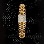 A yellow gold and diamond-set bracelet watch with interlinked bracelet | Circa 1956
