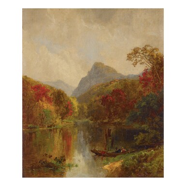 View full screen - View 1 of Lot 34. JASPER FRANCIS CROPSEY | AUTUMN LANDSCAPE (LAKE GEORGE).