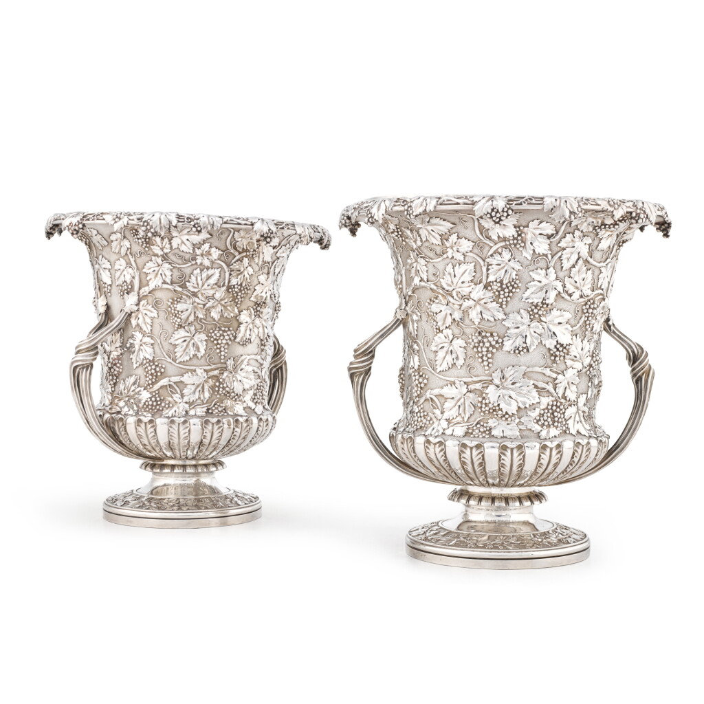 View full screen - View 1 of Lot 56. A pair of George III silver wine coolers, Paul Storr, London, 1819.