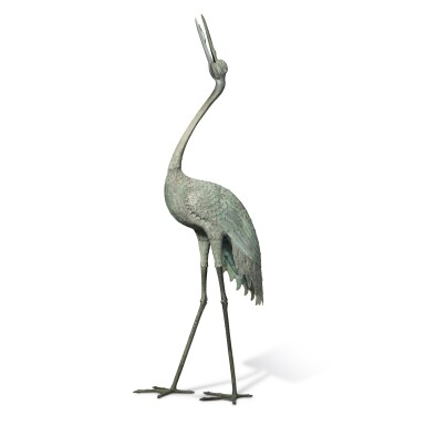 View full screen - View 1 of Lot 223. A Large Japanese Bronze Model of a Crane, Meiji Period, 19th Century.