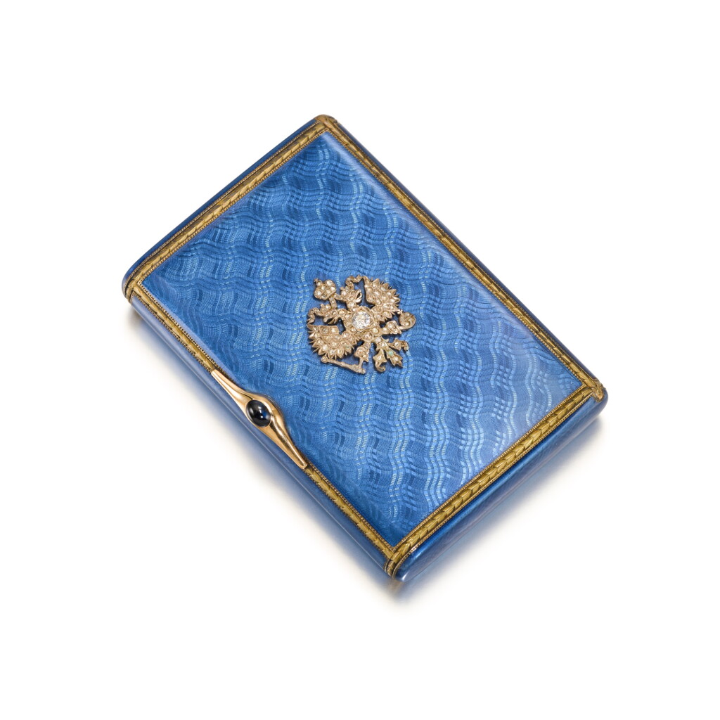 View full screen - View 1 of Lot 141. A jewelled silver-gilt and guilloché enamel Imperial presentation cigarette case, Carl Blank for Hahn, St Petersburg, 1908-1917.
