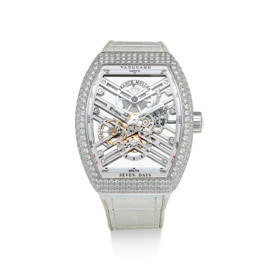 View full screen - View 1 of Lot 203. FRANCK MULLER | VANGUARD, REFERENCE V45 S6 SQT D AC BC A STAINLESS STEEL AND DIAMOND-SET SKELETONISED WRISTWATCH, CIRCA 2017.