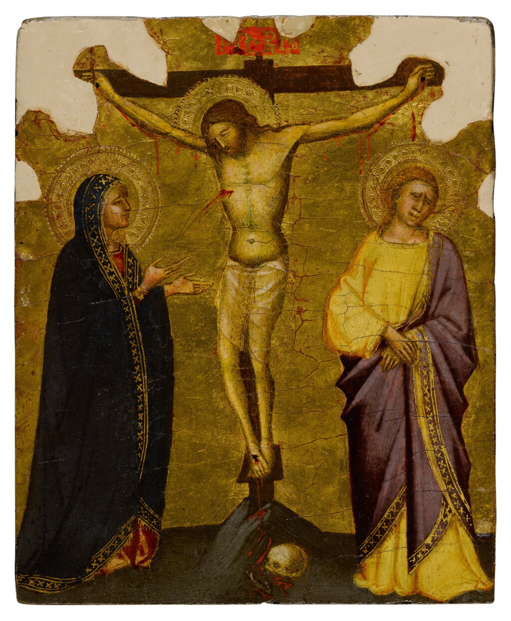 View full screen - View 1 of Lot 1. Crucifixion with the Mourning Virgin and Saint John the Baptist.
