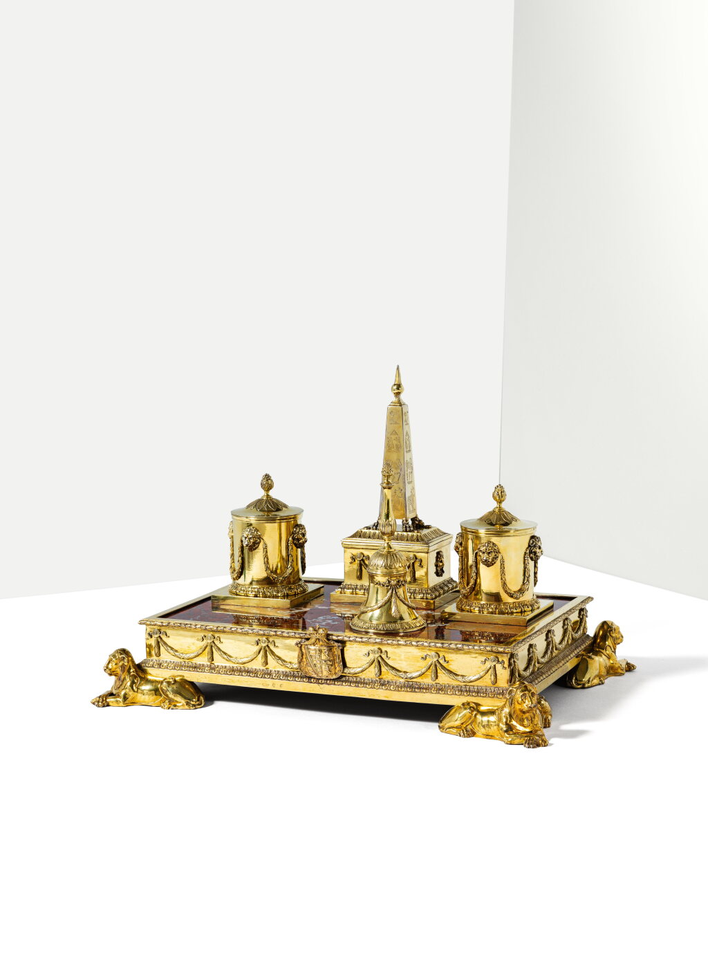 View full screen - View 1 of Lot 120. A silver-gilt inkstand, maker's mark Giuseppe Valadier, Rome, circa 1795.