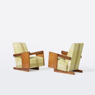 View full screen - View 1 of Lot 100. Pair of "Sled" Armchairs.