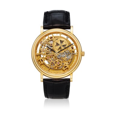 View full screen - View 1 of Lot 308. Reference 43038 A yellow gold automatic skeletonized wristwatch, Circa 2000.