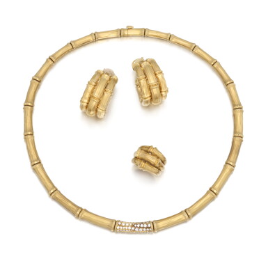 View full screen - View 1 of Lot 21. Diamond parure, 'Bamboo'.