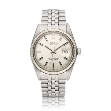 View full screen - View 1 of Lot 17. Reference 1601 Datejust | A stainless steel automatic wristwatch with date and bracelet, Circa 1974.