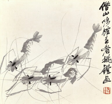 View full screen - View 1 of Lot 3044. 齊白石 蝦 | Qi Baishi, Shrimps.