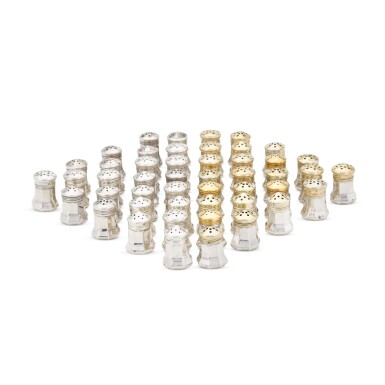 View full screen - View 1 of Lot 237. Forty-eight cased American silver salt and pepper shakers, Cartier, late 20th century.