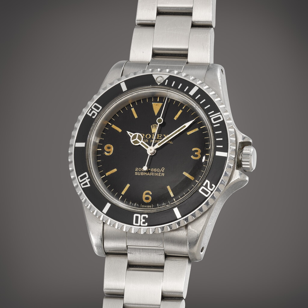View full screen - View 1 of Lot 3. 'Underline Gilt Explorer Dial' Submariner, Reference 5513 | A stainless steel wristwatch with bracelet | Circa 1965.
