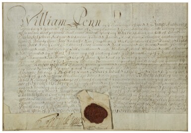 View full screen - View 1 of Lot 155. PENN, WILLIAM | Land grant signed, Philadelphia, 4 May 1684.