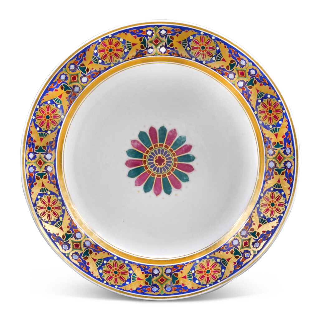 View full screen - View 1 of Lot 69. A large porcelain charger from the Gothic Service, Imperial Porcelain Factory, St. Petersburg, Period of Nicholas I (1825-1855).