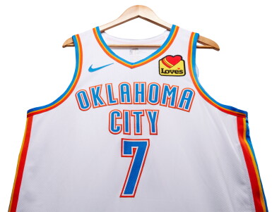 View full screen - View 1 of Lot 49. Chet Holmgren Oklahoma City Thunder 2023-2024 Game Worn Association Edition Jersey | Double-Double.