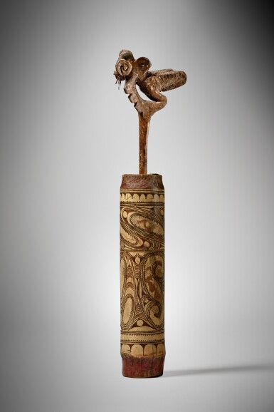 View full screen - View 1 of Lot 36. Iatmul Limestick and Container, Middle Sepik River, East Sepik Province, Papua New Guinea.