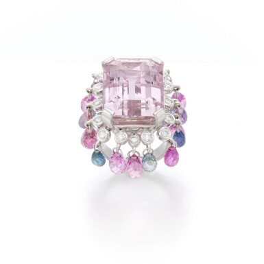View full screen - View 1 of Lot 256. Kunzite, gem set and diamond ring (Anello gem set con kunzite e diamanti).