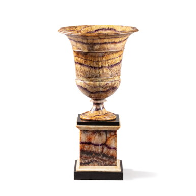 View full screen - View 1 of Lot 685. A George III Blue John campana form vase, Derbyshire, late 18th century/early 19th century.