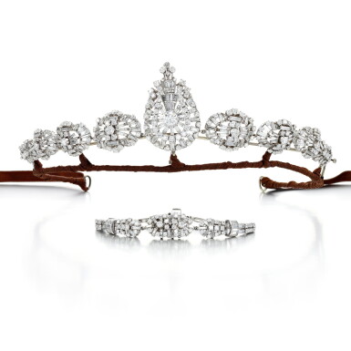 View full screen - View 1 of Lot 331. Diamond tiara/necklace, 1950s.